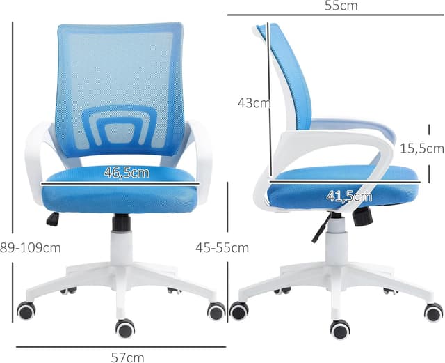 Thumbnail 2 de HOMCOM Silla de Oficina de Malla Azul