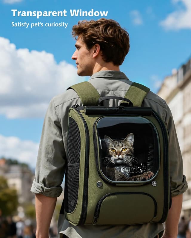 Detalle de pecute Cat Backpack Expandable – Large space bubble window carrier for walking, hiking & travel