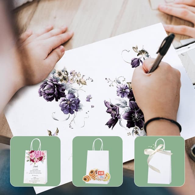 Thumbnail 4 de Switory 50pcs White Paper Bags 8x4.75x10.5in