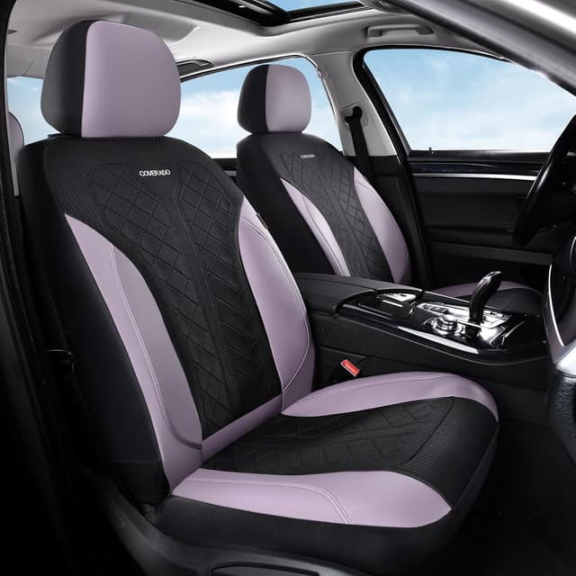 Detalle de Coverado Leather Seat Covers Full Set for 5 Seats (Purple) — Waterproof PU Leather with Breathable Mesh