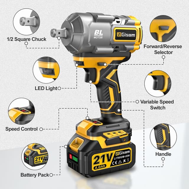 Thumbnail 1 de Gisam Llave de Impacto 650 N.m 1/2 pulg