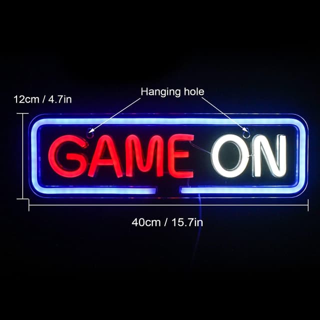Detalle 2 de Game On Letrero de neón para salas de juego