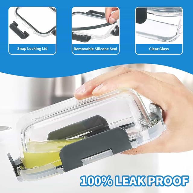 Thumbnail 2 de Eidoct Glass Containers with Lids 1050ml/370ml 10 Pack