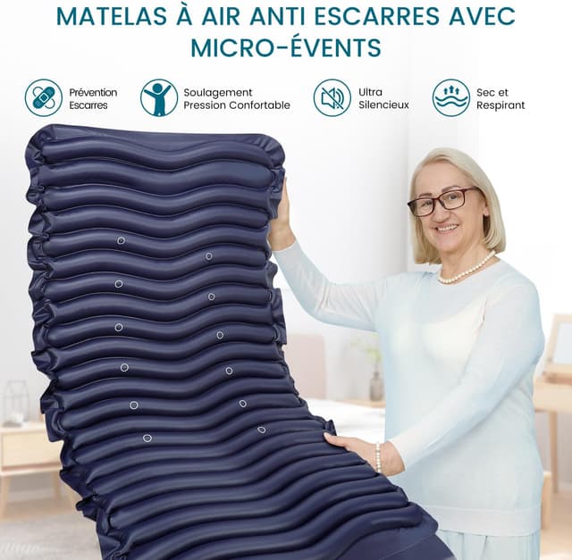 Detalle de Matelas anti-escarres à pression alternée Kekoy 190 x 90 cm (pompe silencieuse, micro-évets, imperméable)