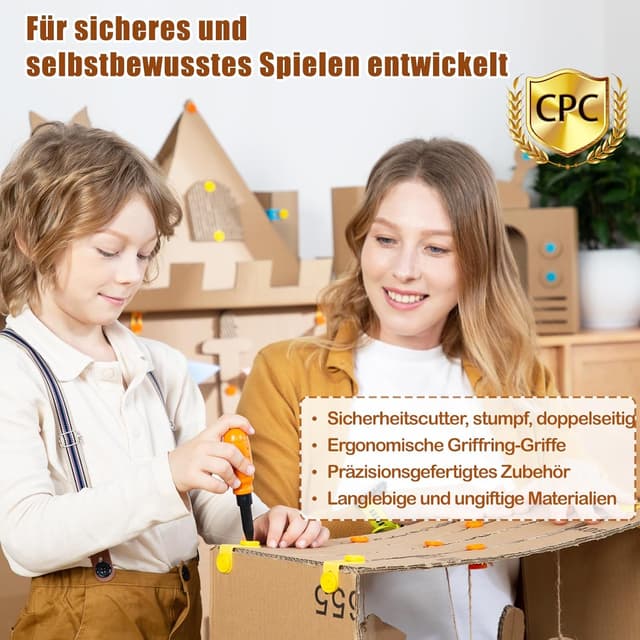 Thumbnail 6 de ZLemma Karton-Baukasten mit Werkzeugen (401-teilig) ab 6 Jahren – 3D-STEM Bastelset mit Sicherheitsringen