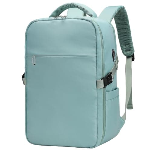 Detalle de ZHXX mochila viaje cabina Ryanair 40x30x20 con compartimento portátil 14” y bolsillo húmedo (verde ahumado)