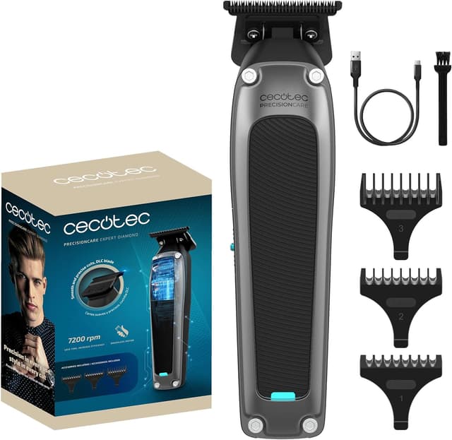 Detalle de Cecotec PrecisionCare Expert Diamond: tagliacapelli con motore brushless fino a 7.200 RPM e lame DLC