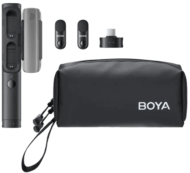 Detalle de Boya Magic 05 für USB‑C – kabelloses Mikrofon mit zwei Sendern und Ladecase