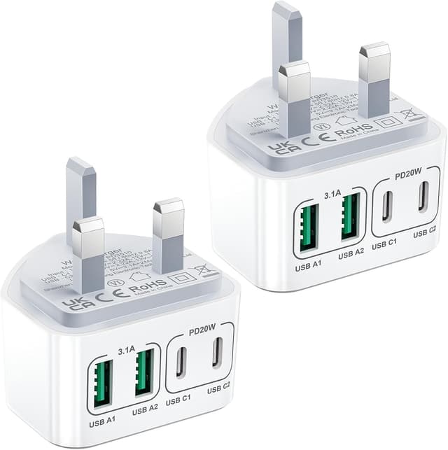 Detalle de 2-Pack 40W 4-Port USB C Fast Charge Charger