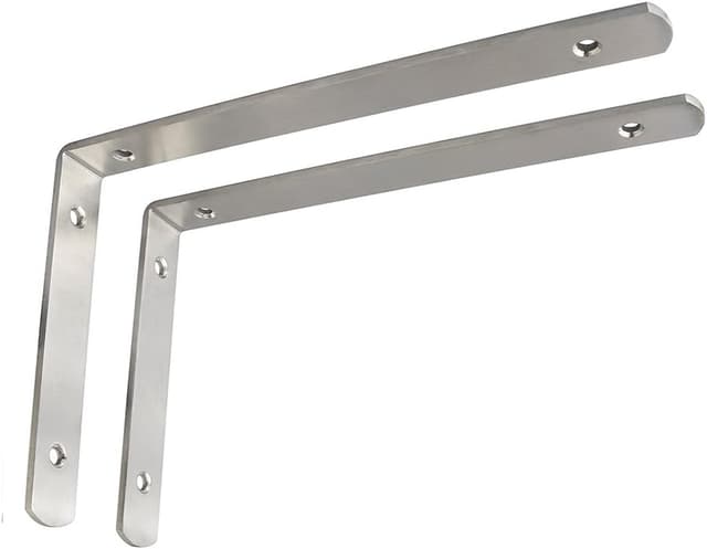 Detalle de SAYAYO EJ5218-2P 4mm Shelf Bracket Corner Brace (Stainless Steel, 245 x 155mm) – 2 Pack