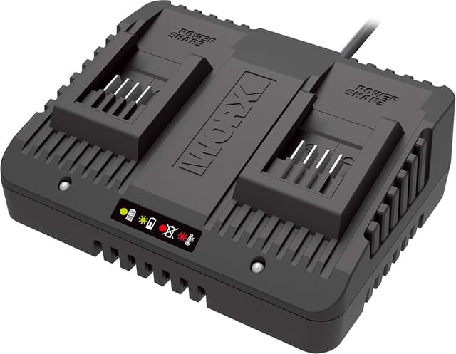 Detalle de WORX WA3772 caricatore doppio 20V da 2Ah (50W) per batterie PowerShare