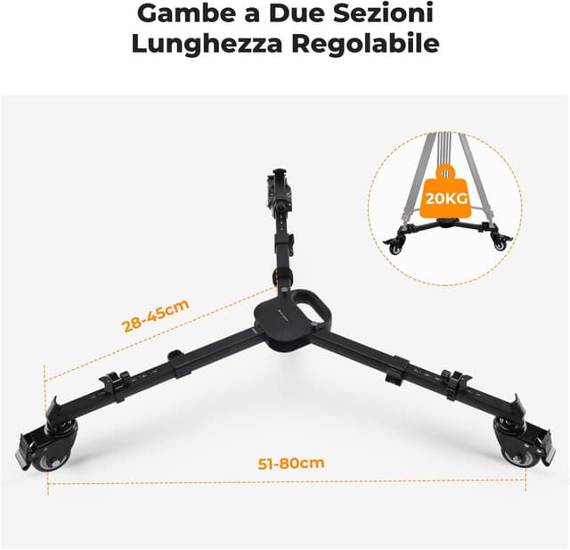 Thumbnail 4 de K&F CONCEPT Heavy Duty Tripod Dolly 20kg