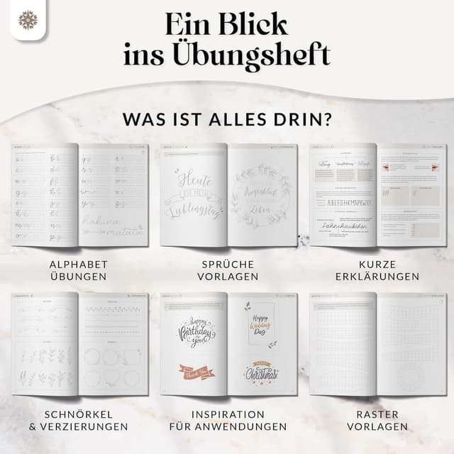 Detalle de Lebenskompass® Handlettering Übungsbuch für Anfänger – Achtsame Kalligraphie & Hand Lettering trainieren