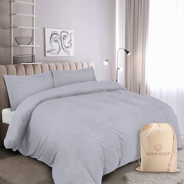 Detalle 2 de King Size Egyptian Cotton Duvet Cover Set (1000 TC) – 3-Piece White Quilt Cover with Pillowcases