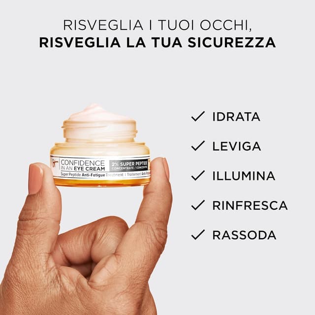 Detalle de iT COSMETICS Crema Idratante Contorno Occhi Anti-Età e Anti-Fatica con Super Peptidi al 2%, 15 ml