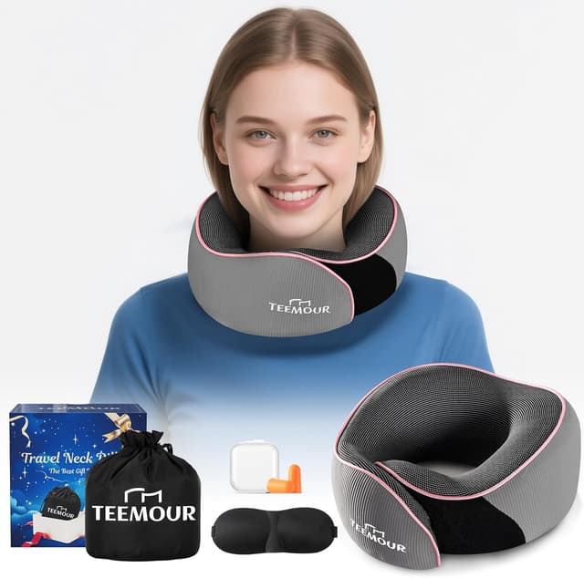 Detalle de Memory Foam 360 Neck Travel Pillow with Mask