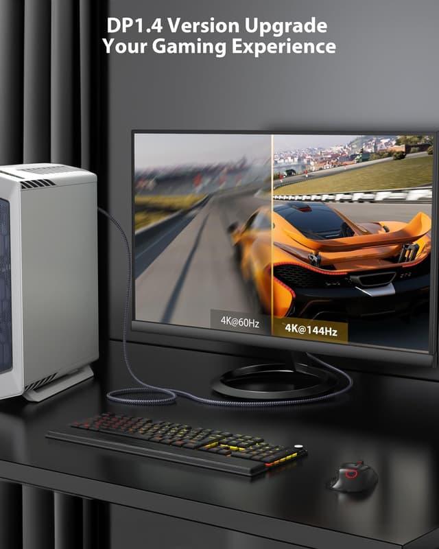 Detalle de Maxonar USB‑C auf DisplayPort 1.4 Kabel (Thunderbolt 3/4, unidirektional) für 8K@60Hz – 1 m, schwarz