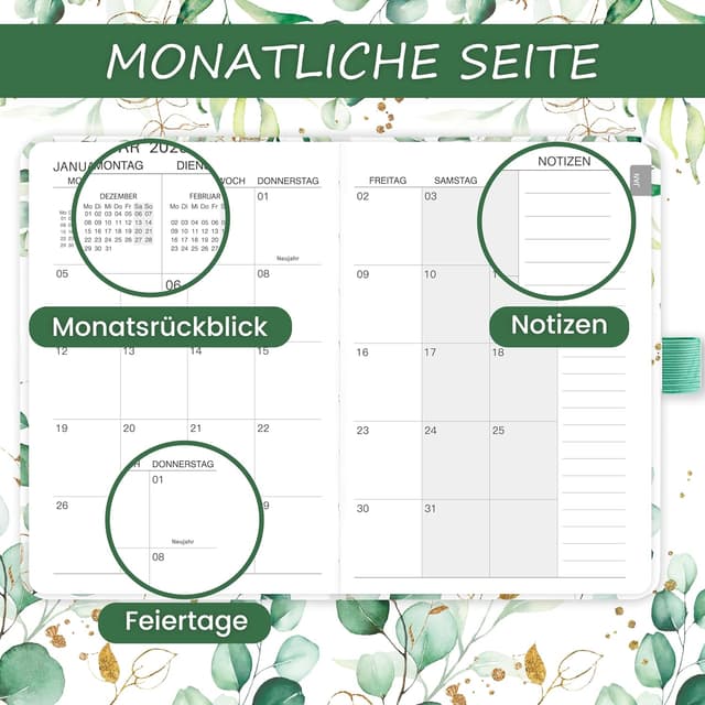 Detalle de Taschenkalender 2026 A6 Wochenplaner 15,5×10,5 cm