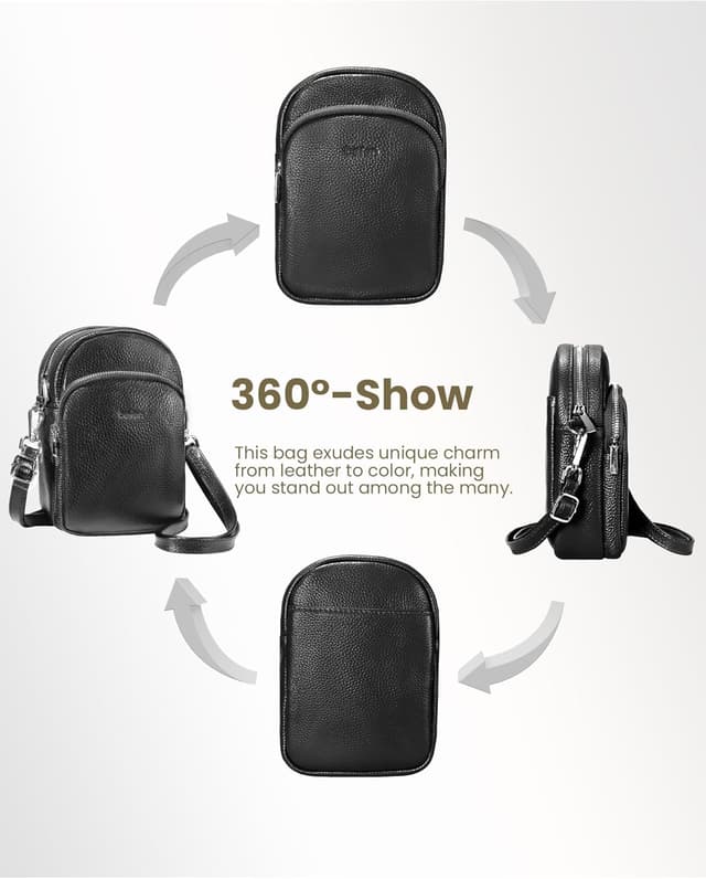 Detalle de befen Echtleder Handytasche zum Unhängen für Damen mit RFID-Blockierung und Kartenfächern