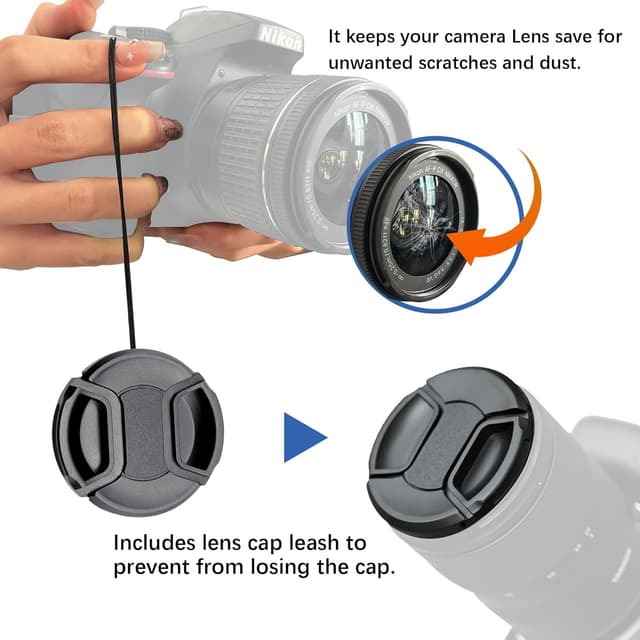 Thumbnail 1 de 49mm Center Pinch Lens Cap with Leash
