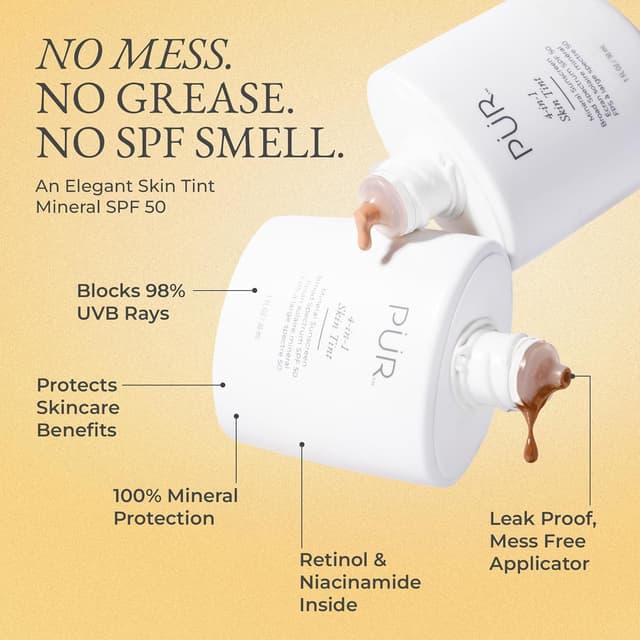 Detalle 2 de PÜR Minerals Tinted Sunscreen for Face (4-in-1 Skin Tint) SPF 50 — mineral tinted facial moisturizer + primer