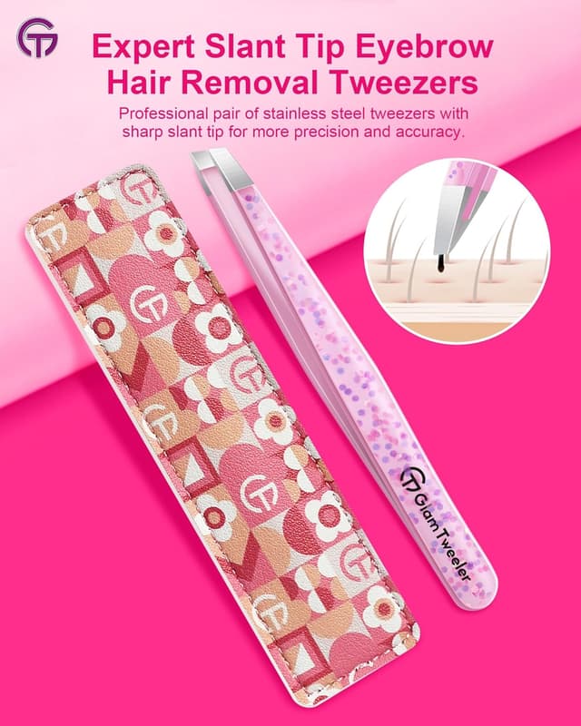 Detalle 2 de GlamTweeler Expert Eyebrow Tweezers with Leather Case 🎀