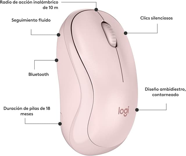 Thumbnail 6 de Logitech M240 Silencioso Bluetooth, rosa — 18 meses de batería 🖱