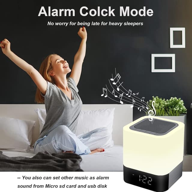 Thumbnail 3 de Bedside Lamp with Alarm Clock Bluetooth Speaker 5‑in‑1