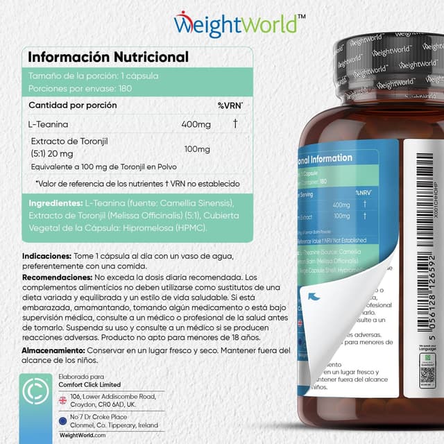 Thumbnail 4 de L Theanine 500mg con Toronjil 🌿 - 180 Cápsulas Veganas