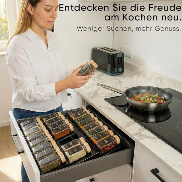Detalle de Deo haus Gewürzregal Schublade mit 24 Gläsern