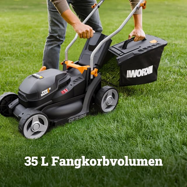 Detalle de WORX WG733E Akku-Rasenmäher 20V – 33 cm Schnittbreite, 35 l Fangkorb und Brushless-Motor