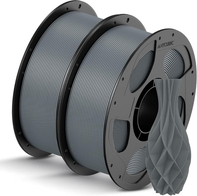 Detalle de Anycubic PLA Filament 1.75mm (Intelligent Identification), 2 Pack 1kg Reusable Spool – Gray