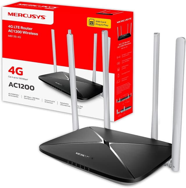 Detalle de Mercusys MB135-4G router 4G LTE Cat4 64 dispositivos