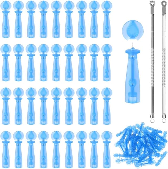 Detalle de LOPHE Extracteur de points noirs avec 100 aiguilles jetables et 2 outils 2-en-1
