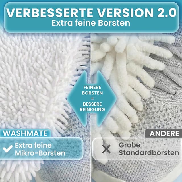 Detalle de Washmate Schuhwaschbeutel für Waschmaschine & Sneaker (32x19 cm) mit stabilem Metall-Reißverschluss