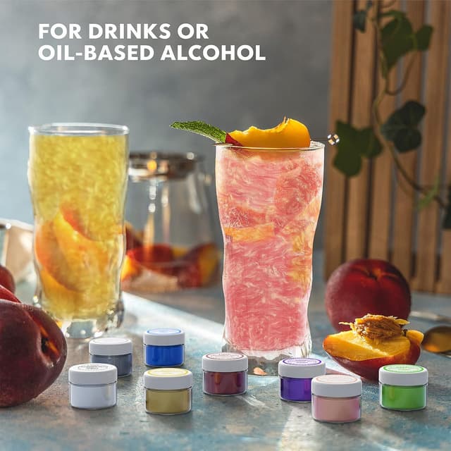 Detalle de Wwtop essbarer Glitzer Set mit 8 Farben (je 5 g) für Getränke & Backen