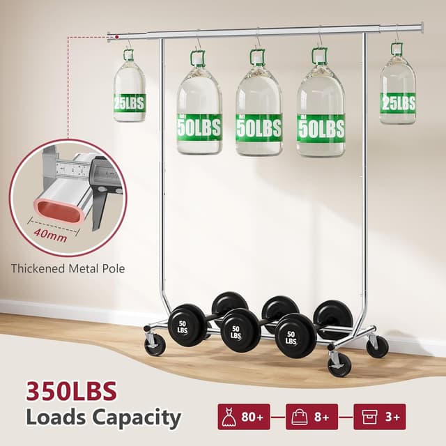 Detalle 2 de Tajsoon heavy duty clothes rack 350 lbs