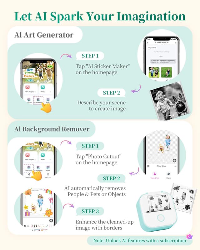 Thumbnail 4 de T02 Mini Drucker Thermodrucker 3,39×3,39×1,42 Zoll