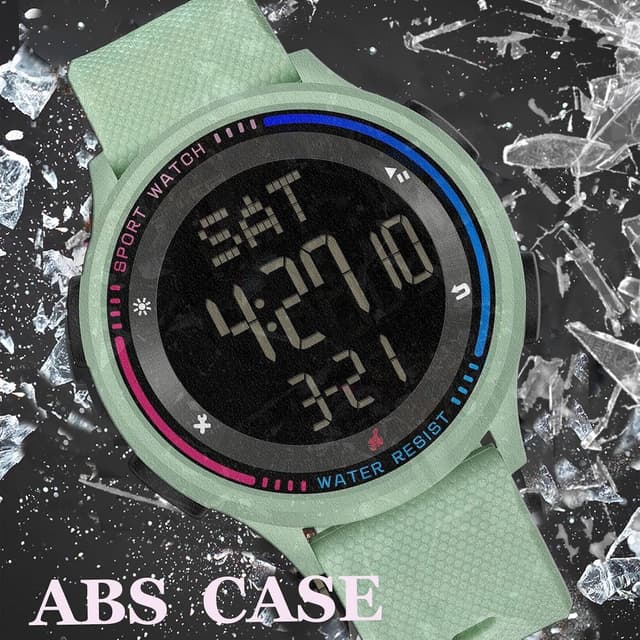 Detalle 2 de findtime Digital Damenuhr mit 5ATM, Dualzeit & Countdown – Sportuhr für Frauen (rosa)