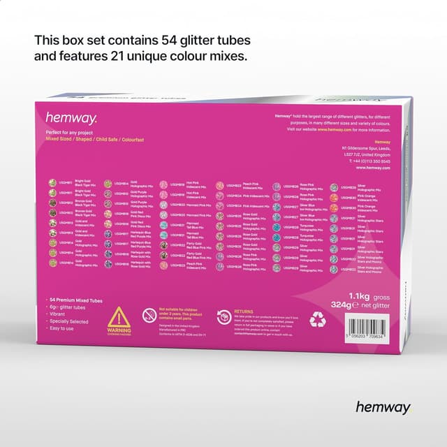 Detalle de Hemway Ultra Sparkle Glitter Shaker Box, 54 tubes