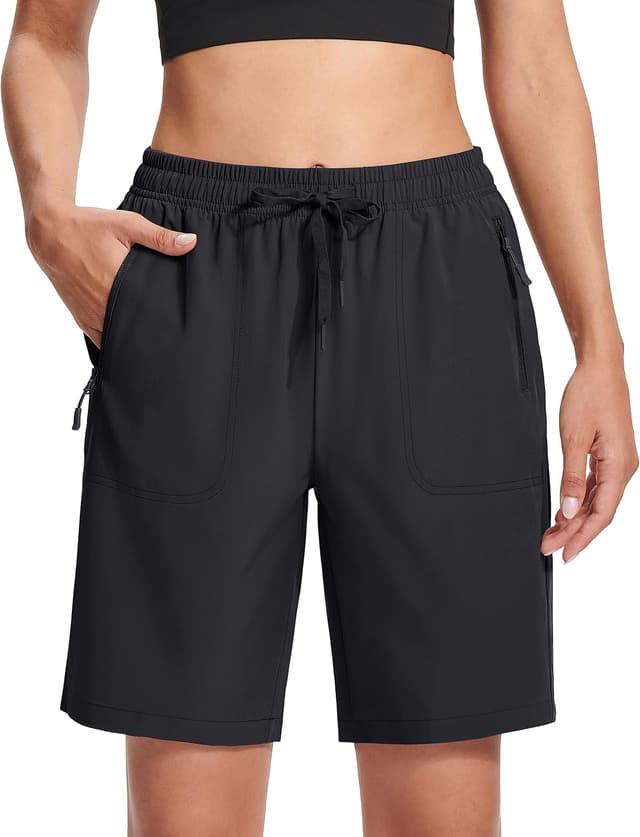 Detalle de MAGCOMSEN Women’s Lightweight Quick-Dry Hiking Shorts (8”) with 3 Zipper Pockets