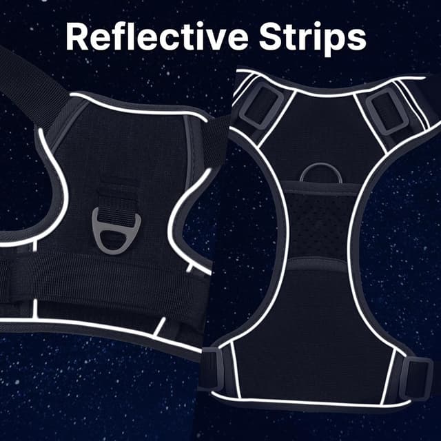 Detalle de Belababy anti-pull dog harness (Size S) with padded handle and reflective strips for small dogs in black