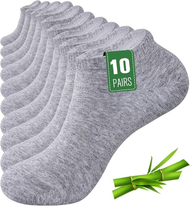 Detalle de SockWaddles 10 Pairs Bamboo Trainer Socks – low cut, moisture-wicking seamless ankle socks (unisex)
