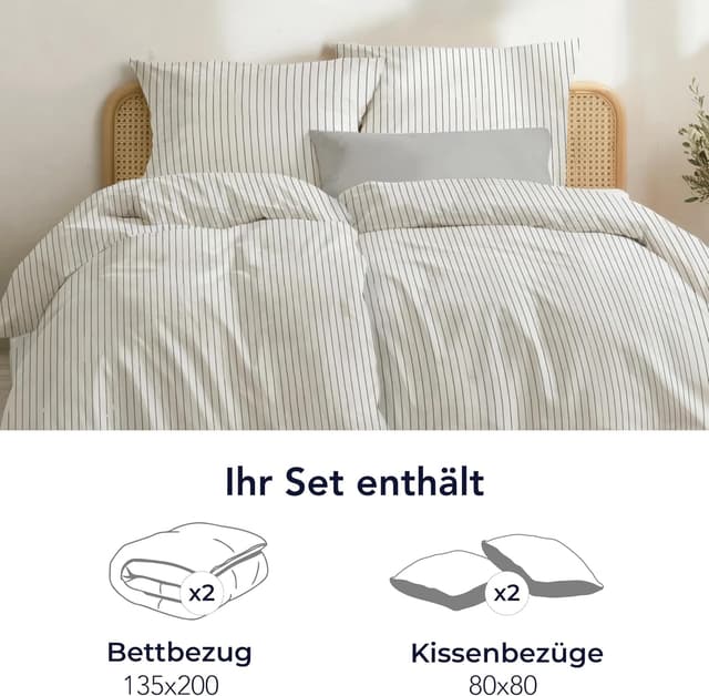 Thumbnail 4 de Dreamzie Bettwäsche 200x200 Baumwolle 3-teilig