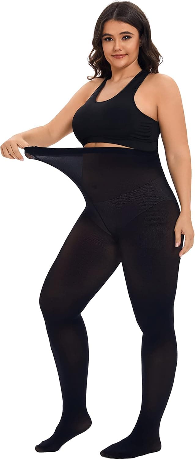 Detalle de CozyWow Mallas talla grande cintura alta 80D 1X