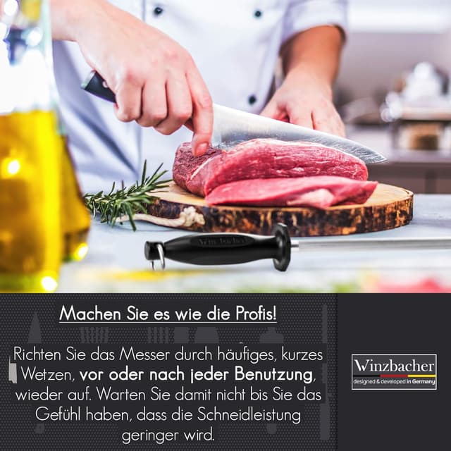 Detalle de Winzbacher affilacoltelli professionale da 39 cm con acciaio speciale temprato e impugnatura Soft Touch