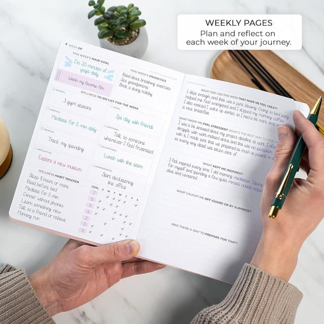 Detalle 2 de Clever Fox Wellness Planner Premium Daily Lifestyle Journal (Rose Gold) – 3-Month Health, Nutrition & Exercise Planner