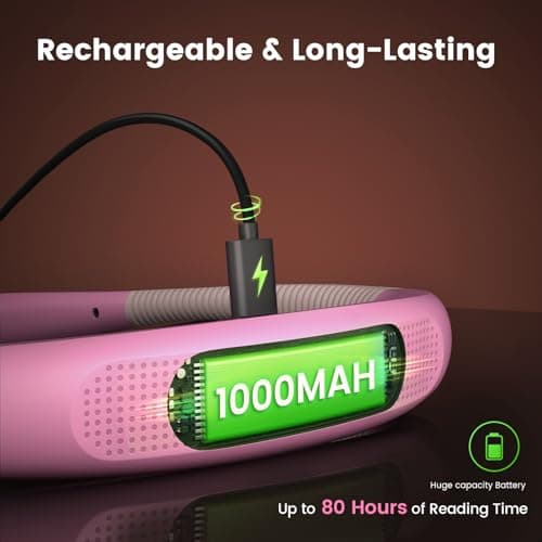 Detalle de Glocusent Luz de Lectura recargable para libro y cuello con 3 colores y 6 niveles