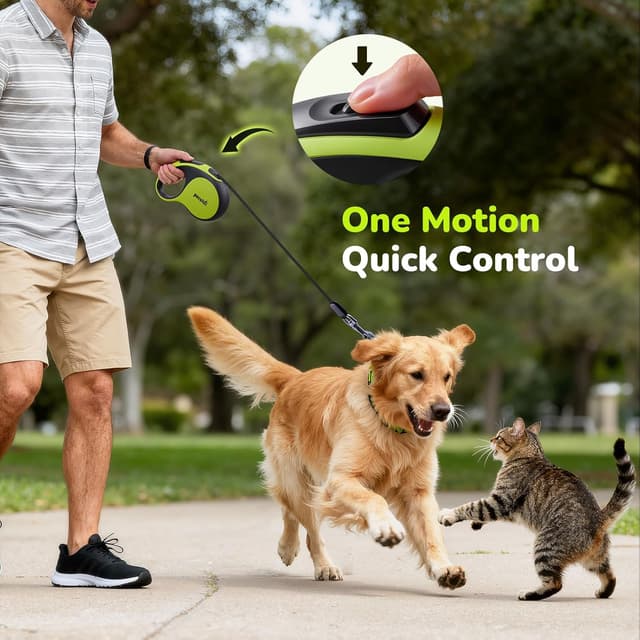 Detalle 1 de Pecute Guinzaglio retrattile per cane 8 m con impugnatura antiscivolo 🐕