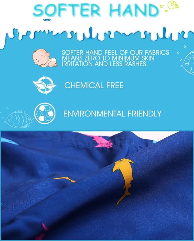 Detalle de MaaMgic Little Boys' Beach Trunk Toddler Swim Shorts – Animal Patterned Lightweight Boardshorts